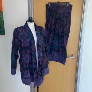 Michelle Lamy Vintage Womens Skirt And Jacket Set Size M Purple Southwest Print